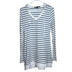 White House Black Market Striped Hooded V-neck Mini Dress Size Small